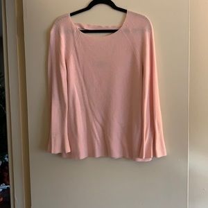 LOFT pink sweater with bell sleeves sz L